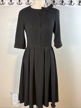 Hell Bunny Vixen Black Midi Dress with Bow Detail Nwt Size small